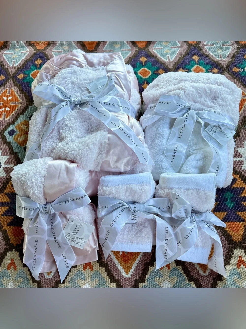 Little Giraffe Luxury Powder Plush Luxe Baby Blankets 2 Medium/Large & 3 Small